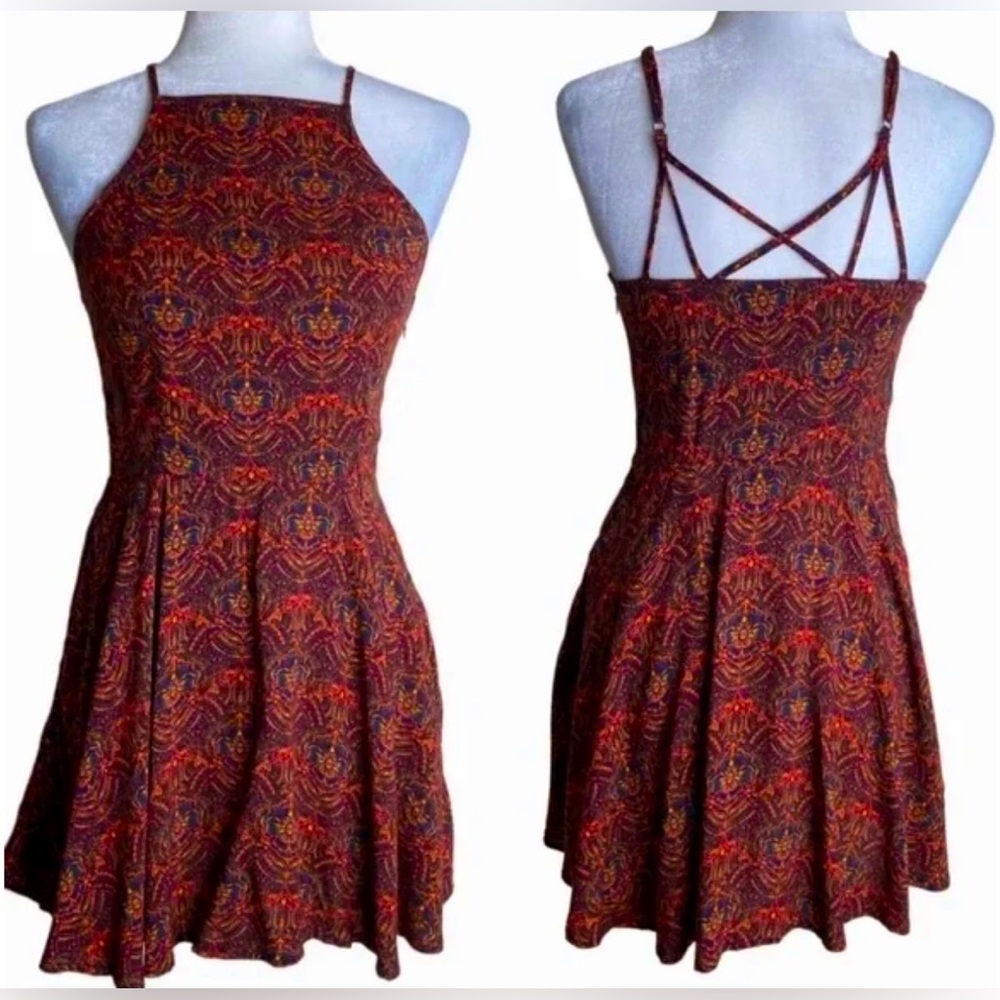 Abercrombie & Fitch Vibrant Red & Blue Viscose Mini Cocktail Dress | Sz:XS
